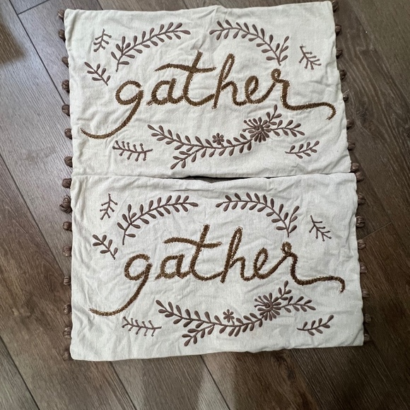 Pottery Barn Other - Pottery Barn Gather Embroidered 16" x 26" Lumbar Pillow Cover (2) Thanksgiving